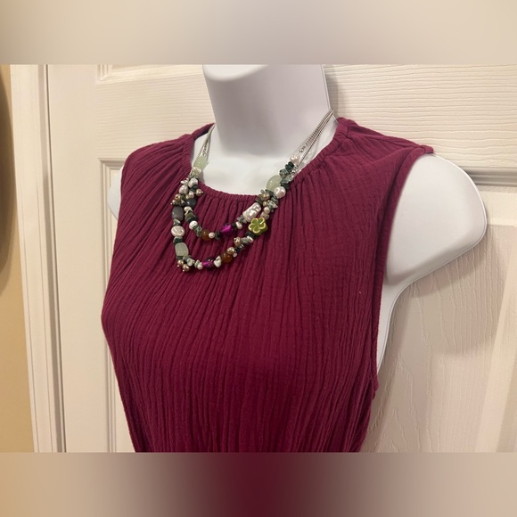 Pact Organic Cotton Coastal Double  Gauze Tiered Midi Dress Size Large - Picture 9 of 14